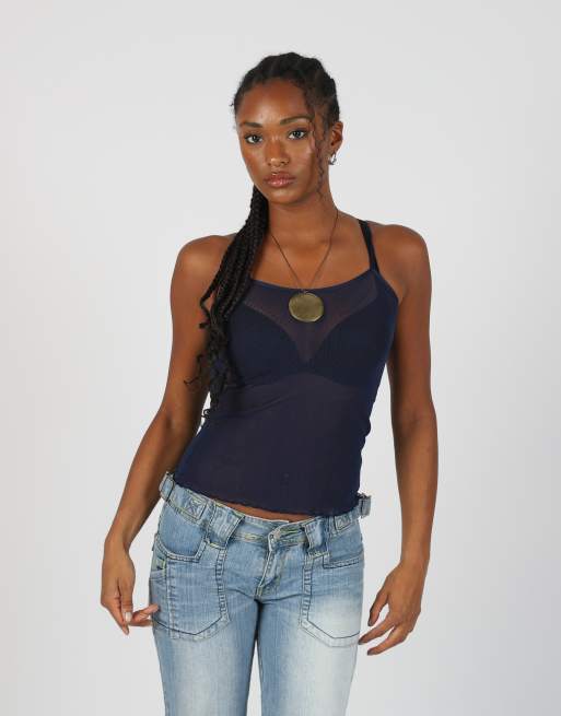 Vintage Unbranded XS cami in navy blue