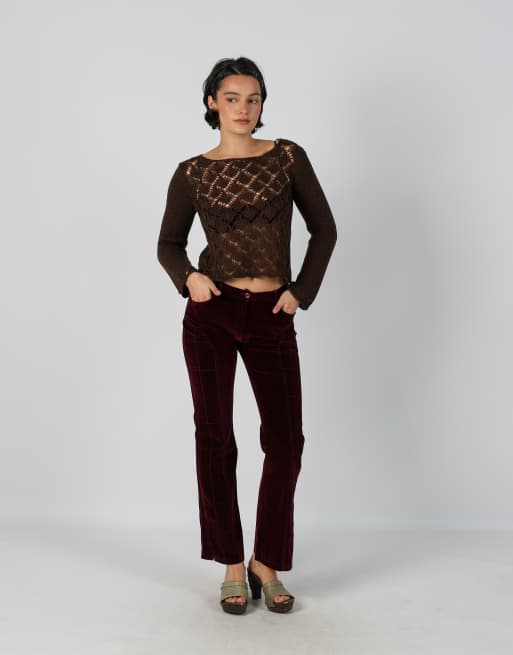 Vintage Unbranded XS casual trousers in burgundy red, 1 of 4
