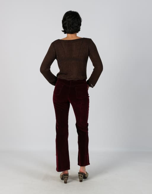 Vintage Unbranded XS casual trousers in burgundy red, 3 of 4