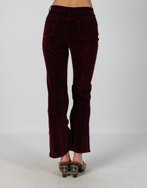 Vintage Unbranded XS casual trousers in burgundy red, 4 of 4
