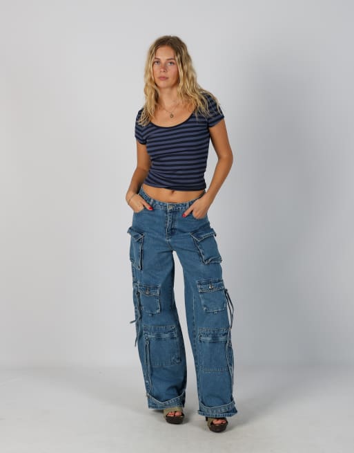 Vintage Unbranded XS dad & wide jeans in blue, 1 of 4