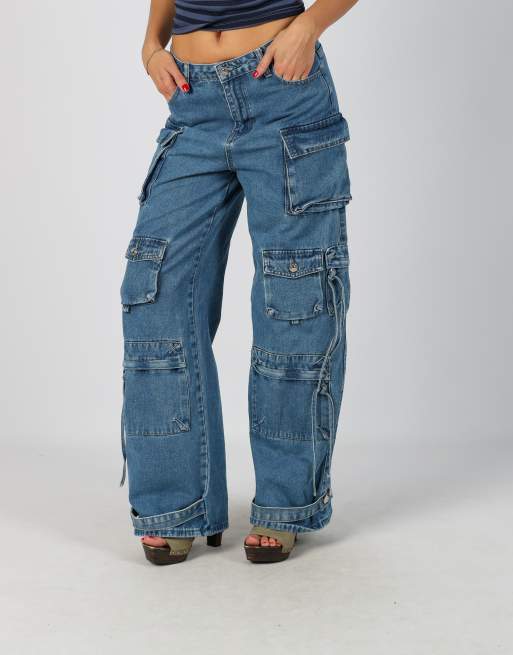 Vintage Unbranded XS dad & wide jeans in blue, 2 of 4