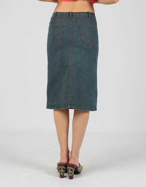 Vintage Unbranded XS denim midi skirt in blue, 4 of 4