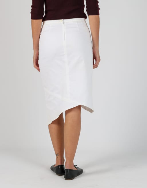 Vintage Unbranded XS denim midi skirt in ivory, 2 of 4