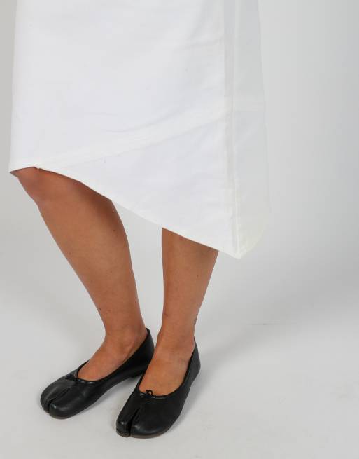 Vintage Unbranded XS denim midi skirt in ivory, 4 of 4