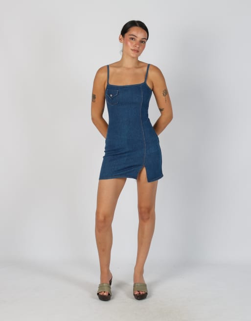 Vintage Unbranded XS denim mini dress in blue