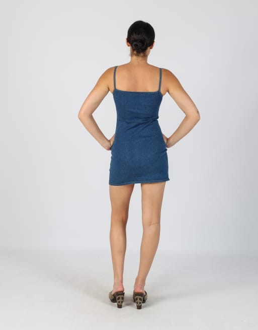 Vintage Unbranded XS denim mini dress in blue, 3 of 4