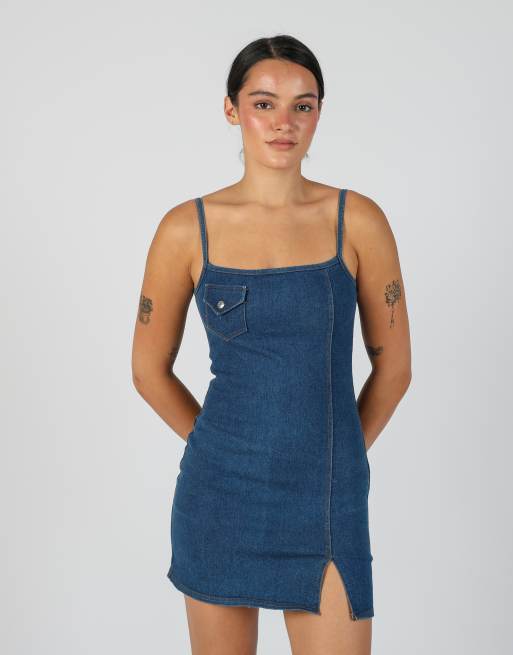 Vintage Unbranded XS denim mini dress in blue, 4 of 4