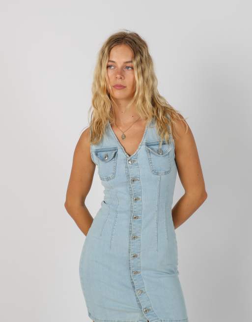 Vintage Unbranded XS denim mini dress in light blue, 4 of 4
