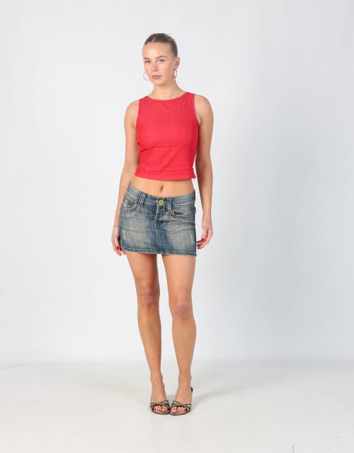 Vintage Unbranded XS denim mini skirt in blue