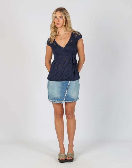 Vintage Unbranded XS denim mini skirt in blue