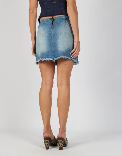 Vintage Unbranded XS denim mini skirt in blue, 2 of 4