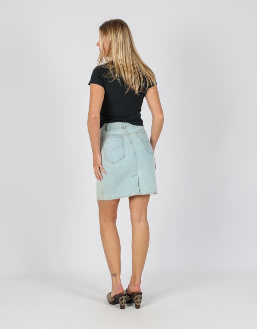Vintage Unbranded XS denim mini skirt in light blue, 3 of 4