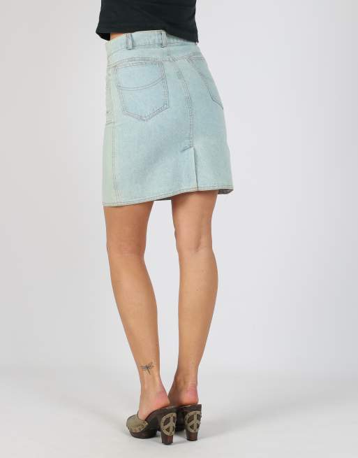 Vintage Unbranded XS denim mini skirt in light blue, 4 of 4