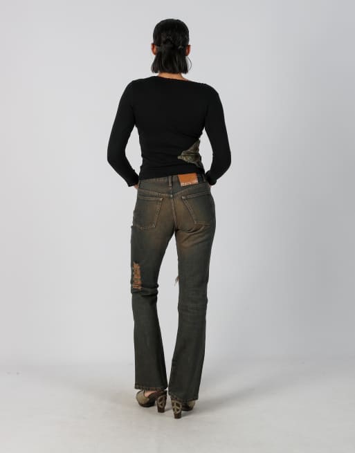 Vintage Unbranded XS flare jeans in blue, 3 of 4