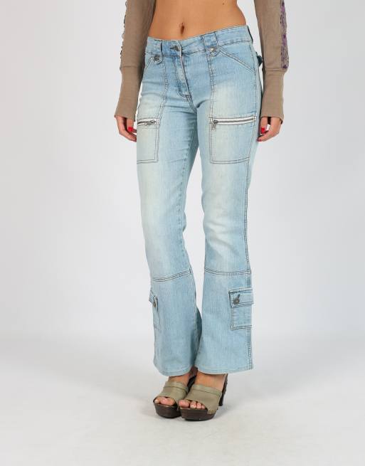 Vintage Unbranded XS flare jeans in light blue, 2 of 4