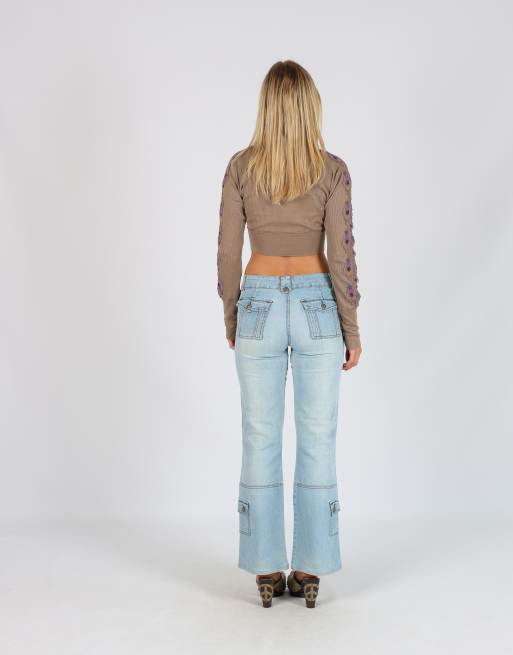 Vintage Unbranded XS flare jeans in light blue, 3 of 4