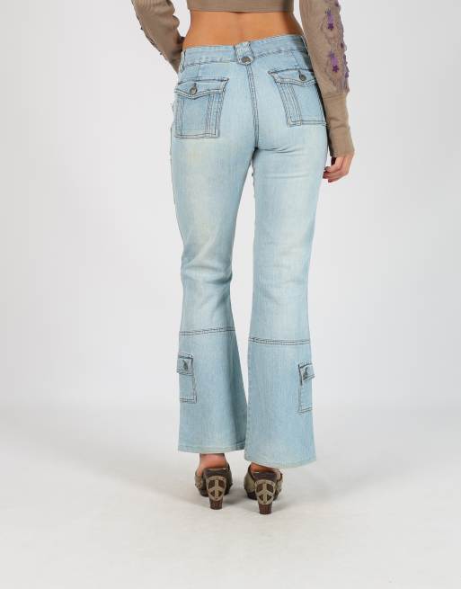 Vintage Unbranded XS flare jeans in light blue, 4 of 4