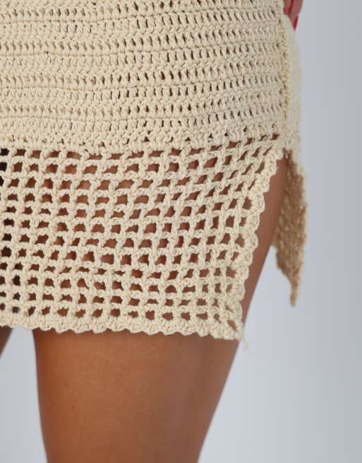 Vintage Unbranded XS knitted mini dress in beige, 4 of 4