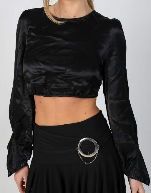 Vintage Unbranded XS long sleeve top in black, 4 of 4