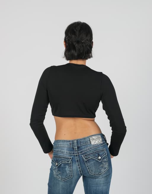 Vintage Unbranded XS long sleeve top in black, 2 of 4