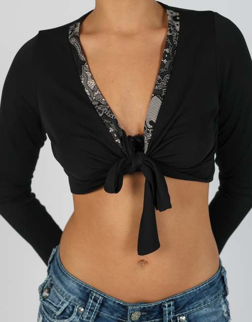 Vintage Unbranded XS long sleeve top in black, 4 of 4