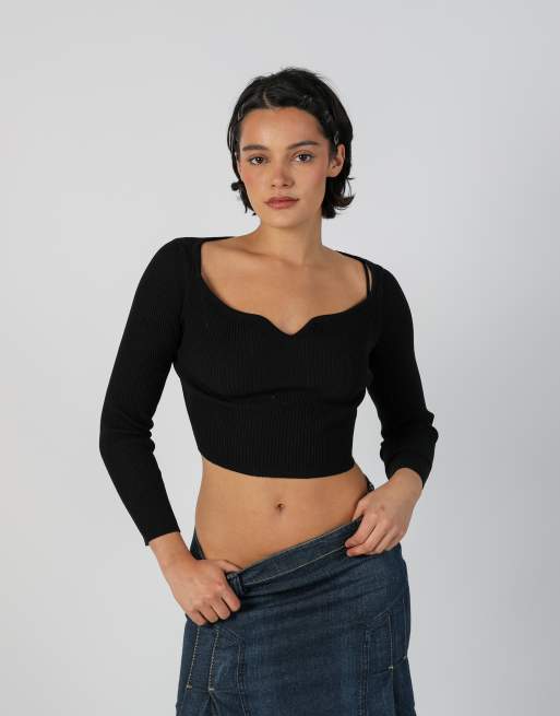 Vintage Unbranded XS long sleeve top in black, 1 of 4