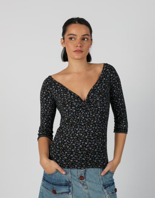 Vintage Unbranded XS long sleeve top in black, 1 of 4
