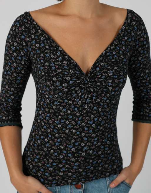 Vintage Unbranded XS long sleeve top in black, 4 of 4