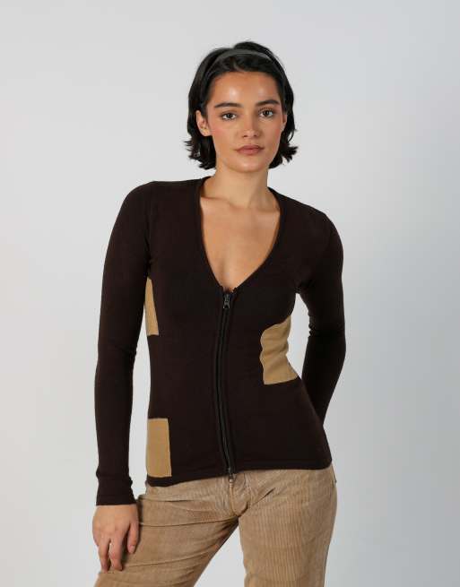 Vintage Unbranded XS long sleeve top in brown, 3 of 4