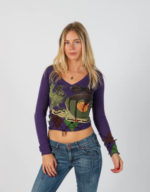 Vintage Unbranded XS long sleeve top in purple, 1 of 4