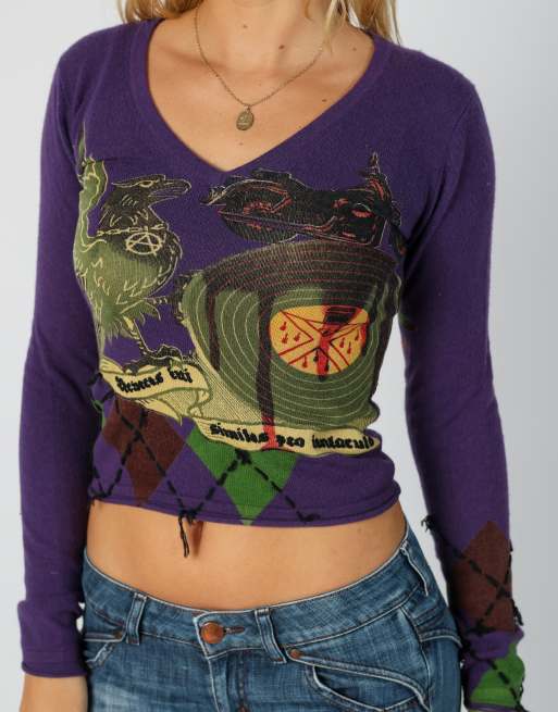 Vintage Unbranded XS long sleeve top in purple, 4 of 4