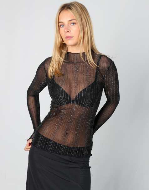 Vintage Unbranded XS mesh top in black - view 1