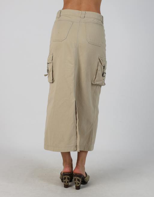 Vintage Unbranded XS woven maxi skirt in beige, 2 of 4