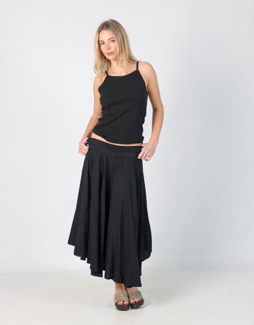 Vintage Unbranded XS woven maxi skirt in black