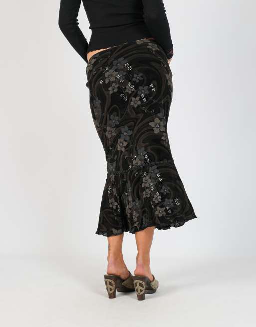 Vintage Unbranded XS woven maxi skirt in black, 4 of 4