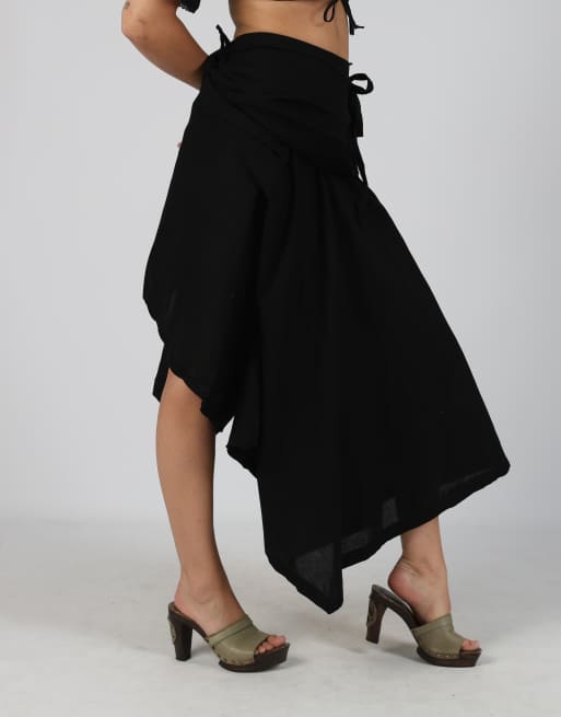 Vintage Unbranded XS woven maxi skirt in black, 2 of 4
