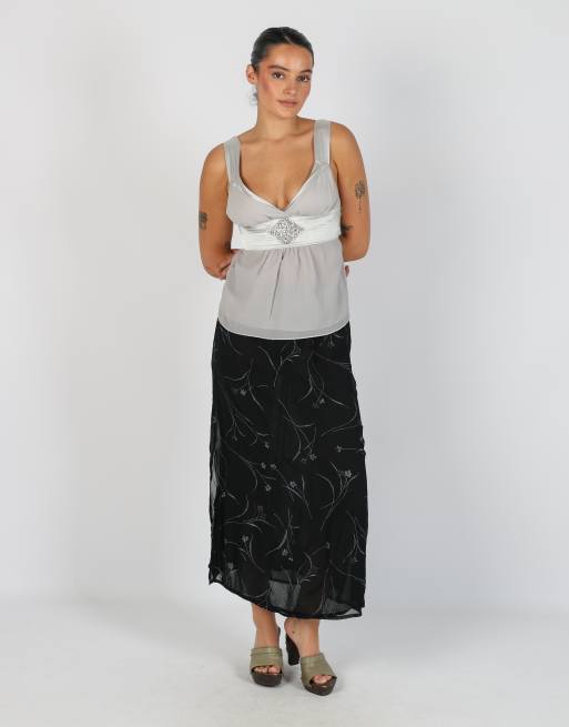 Vintage Unbranded XS woven maxi skirt in black, 1 of 4