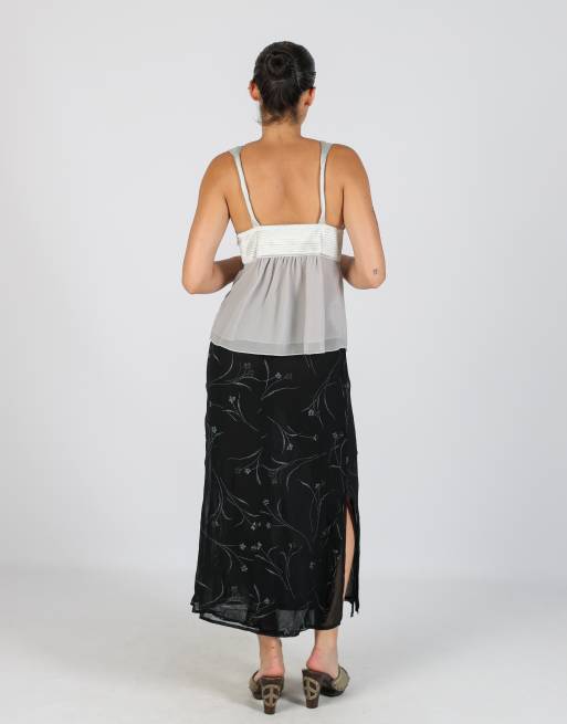 Vintage Unbranded XS woven maxi skirt in black, 3 of 4