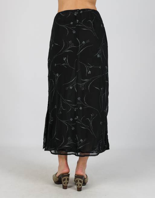 Vintage Unbranded XS woven maxi skirt in black, 4 of 4