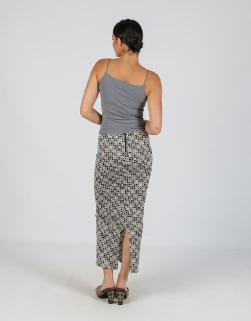 Vintage Unbranded XS woven maxi skirt in grey, 3 of 4