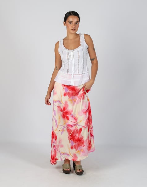 Vintage Unbranded XS woven maxi skirt in ivory - view 1