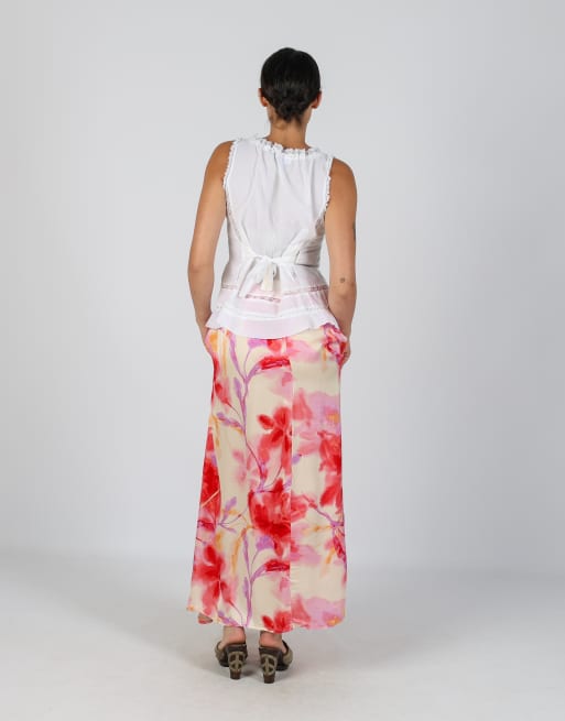 Vintage Unbranded XS woven maxi skirt in ivory, 3 of 4