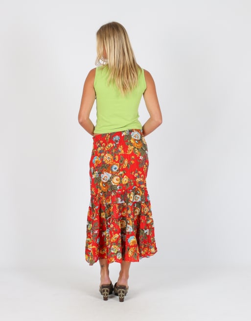 Vintage Unbranded XS woven maxi skirt in red, 3 of 4