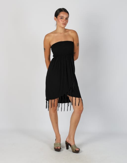 Vintage Unbranded XS woven midi dress in black