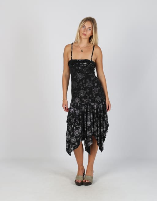 Vintage Unbranded XS woven midi dress in black