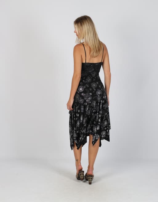 Vintage Unbranded XS woven midi dress in black, 3 of 4