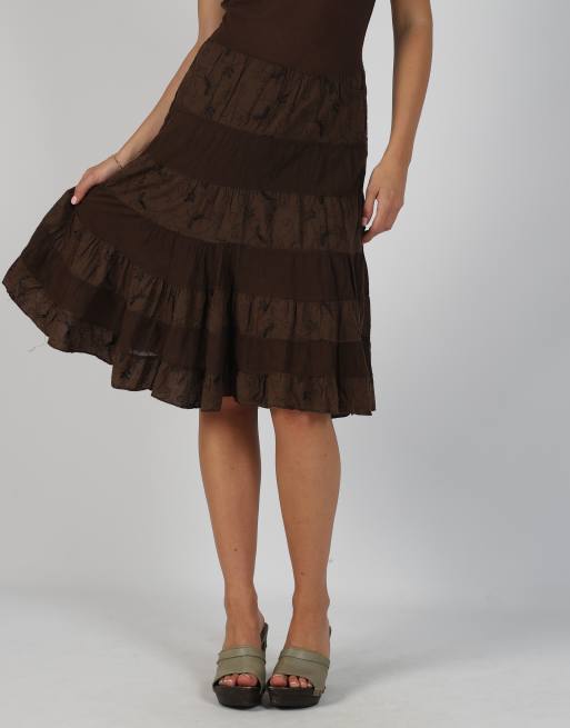 Vintage Unbranded XS woven midi dress in brown, 2 of 4