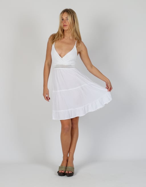 Vintage Unbranded XS woven midi dress in white