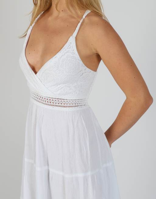 Vintage Unbranded XS woven midi dress in white, 4 of 4